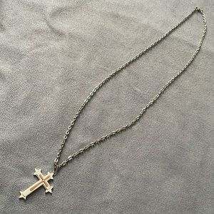 Silver with brown Nice Accent cross pendant Necklace accessories